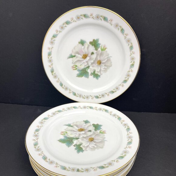 Set 6 Vintage NoritakeChina WhiteHall Dinner Plates 10 1/4" Gold Trim #5029Japan - Picture 1 of 9